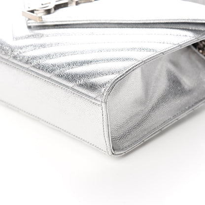 Saint Laurent Sheepskin Matelasse Chevron Monogram Medium College Bag Silver 8 of 9