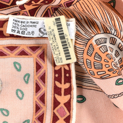 Hermes Cashmere Silk Cavaliers du Caucase Shawl 140 Rose Pale Bleu Framboise 3 of 3