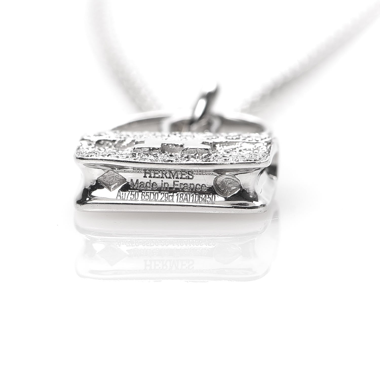 Hermes 18K White Gold Diamond Constance Amulette Pendant Necklace 5 of 6