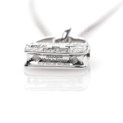 Hermes 18K White Gold Diamond Constance Amulette Pendant Necklace 5 of 6
