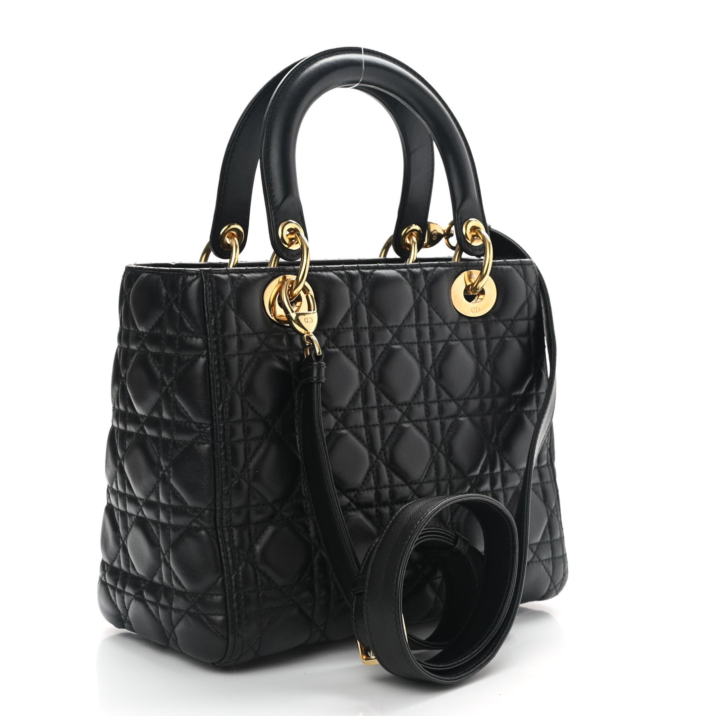Lambskin Cannage Medium Lady Dior Black