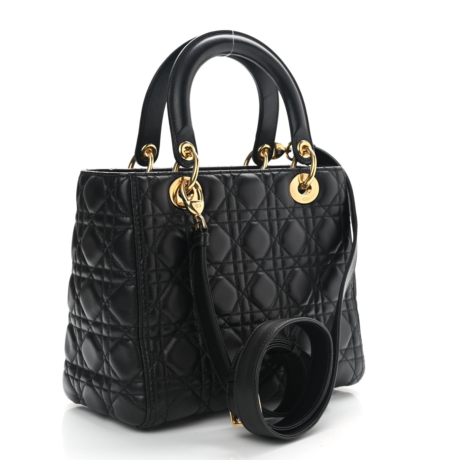 Christian Dior Lambskin Cannage Medium Lady Dior Black 3 of 10
