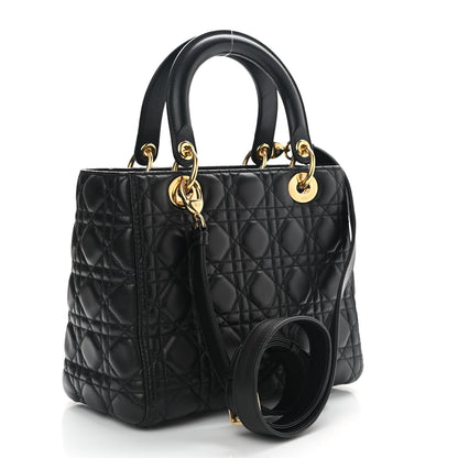 Christian Dior Lambskin Cannage Medium Lady Dior Black 3 of 10
