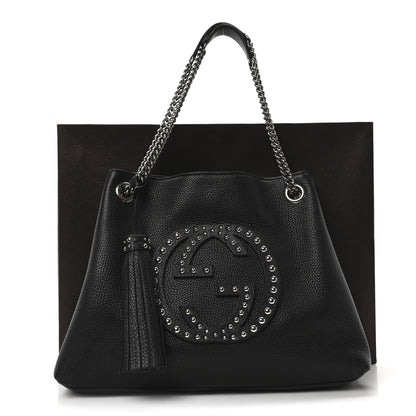 Gucci Pebbled Calfskin Studded Medium Soho Chain Shoulder Bag Black 11 of 11