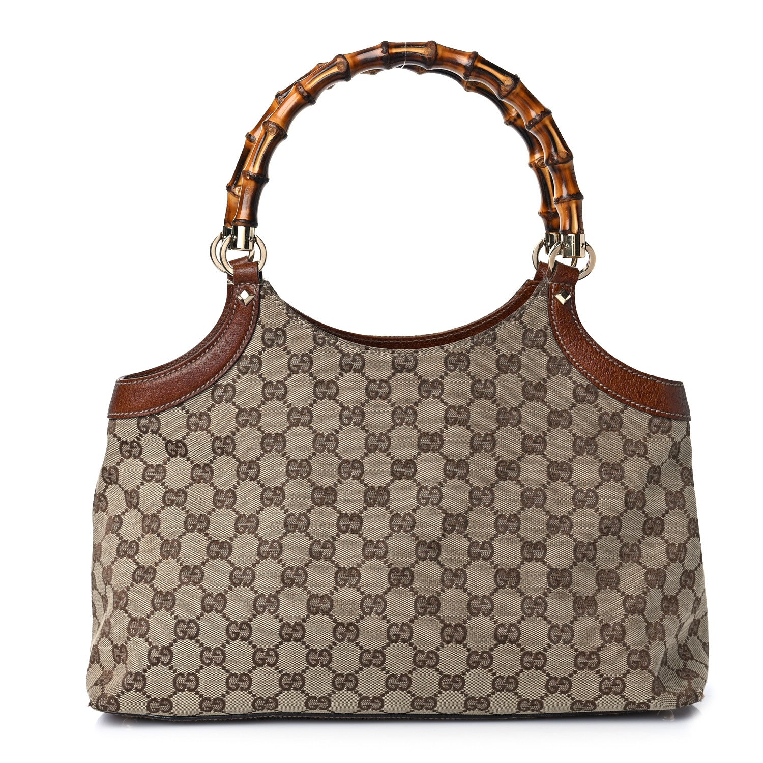 Gucci Monogram Bamboo Handle Bag Brown 1 of 14