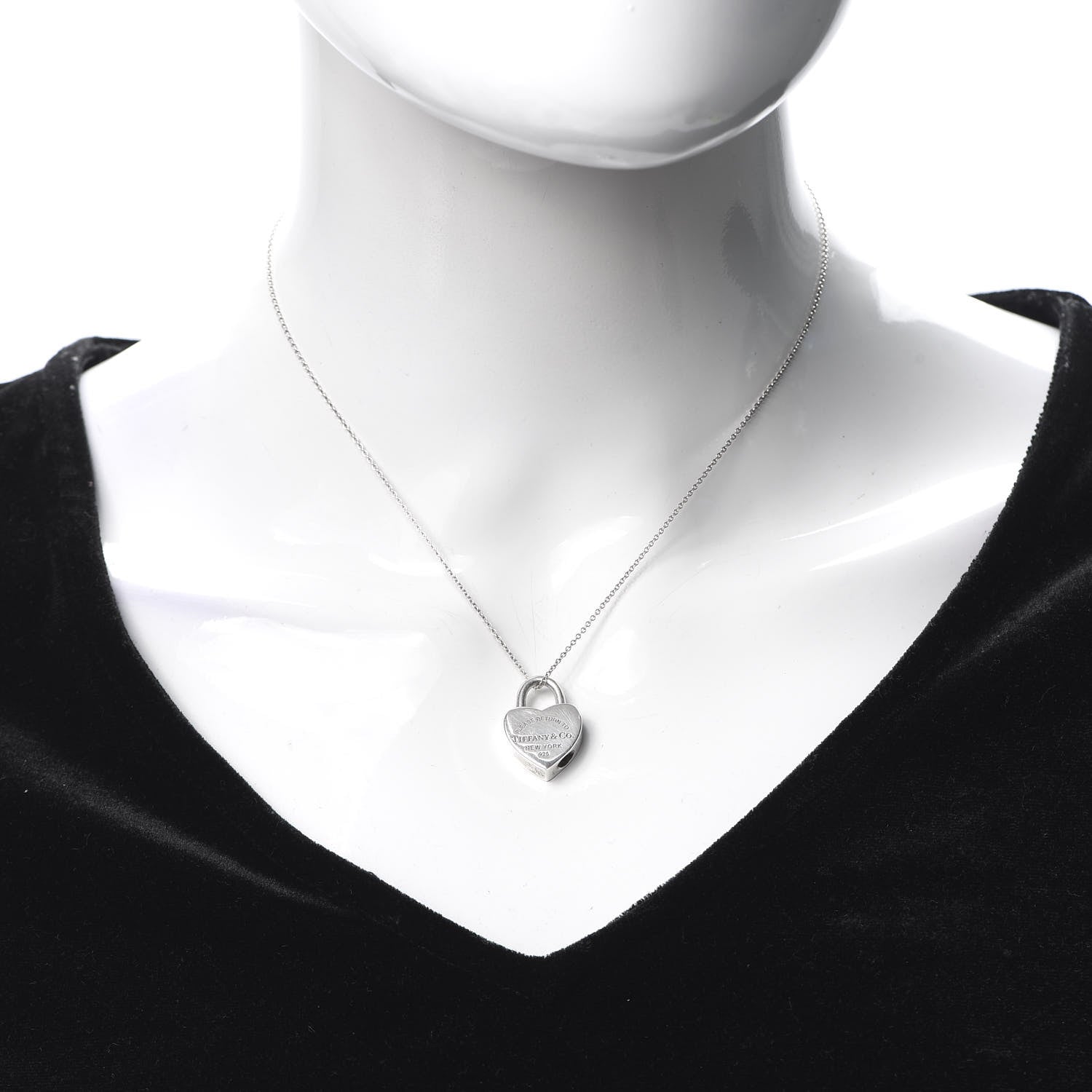 Tiffany Sterling Silver Return to Heart Lock Pendant Necklace 2 of 5