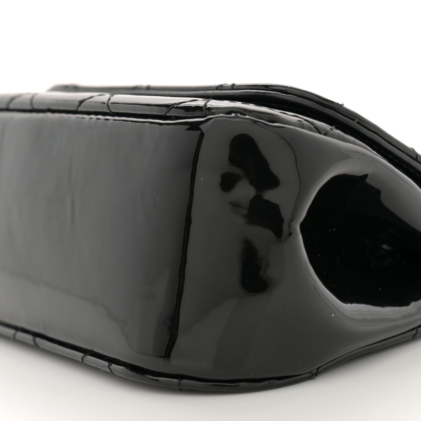 Patent Quilted Frame Clutch Flap With Chain Black