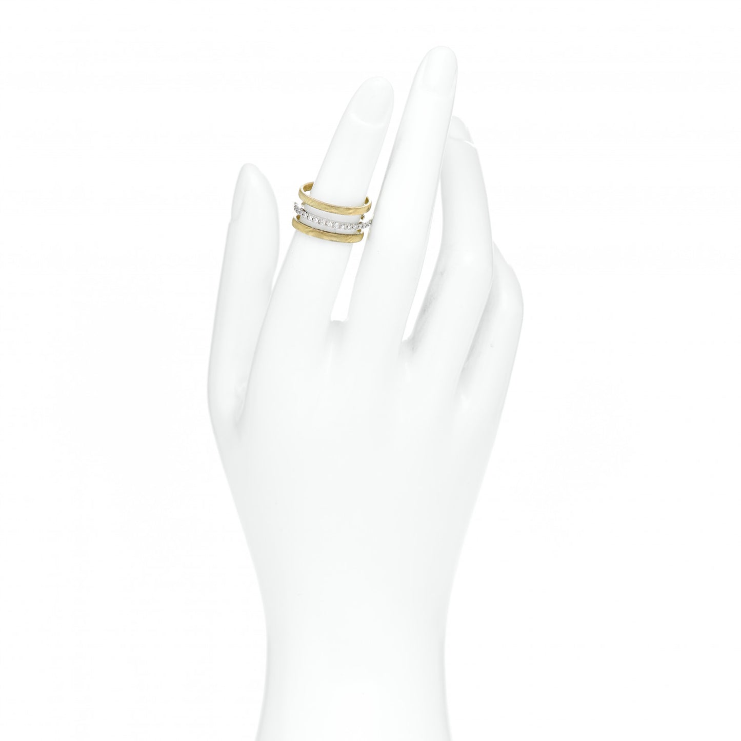 18K Yellow White Gold Diamond Triple Masai Ring 50 5.5