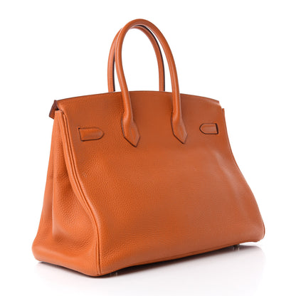 Hermes Taurillon Clemence Birkin 35 Orange 3 of 10
