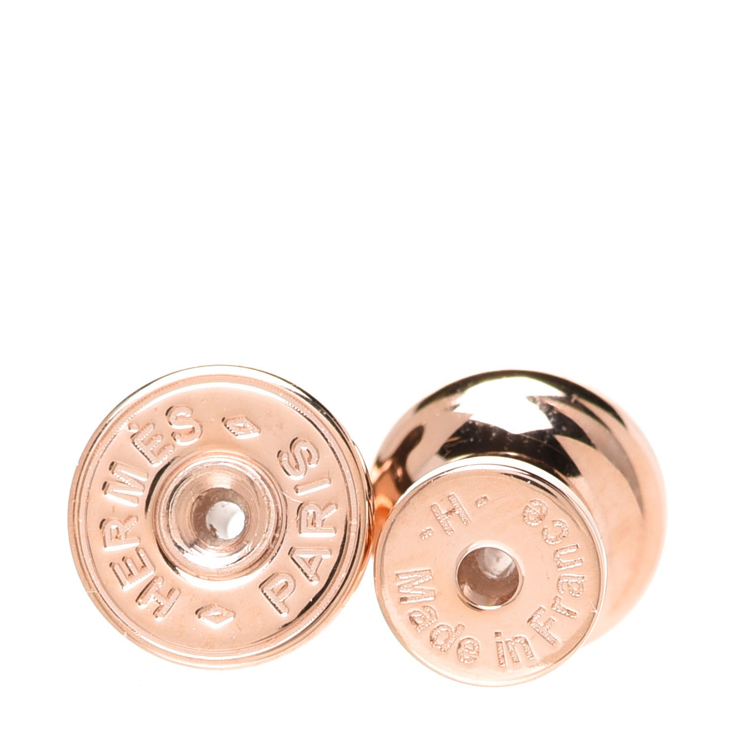 Rose Gold Lacquered Mini Pop H Earrings White