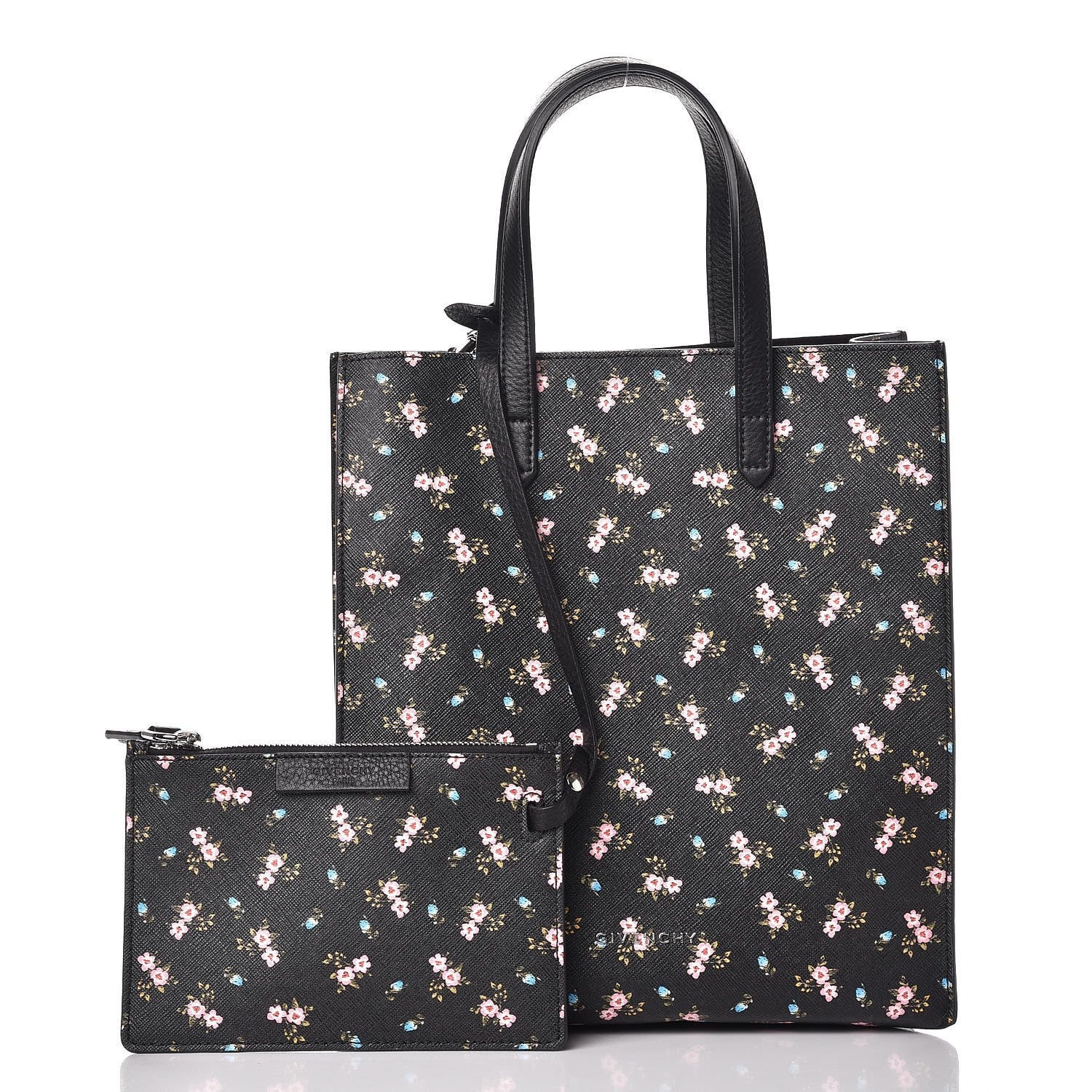 Givenchy Coated Canvas Hibiscus Print Small Stargate Shopper Tote Black Multicolor 4 of 9