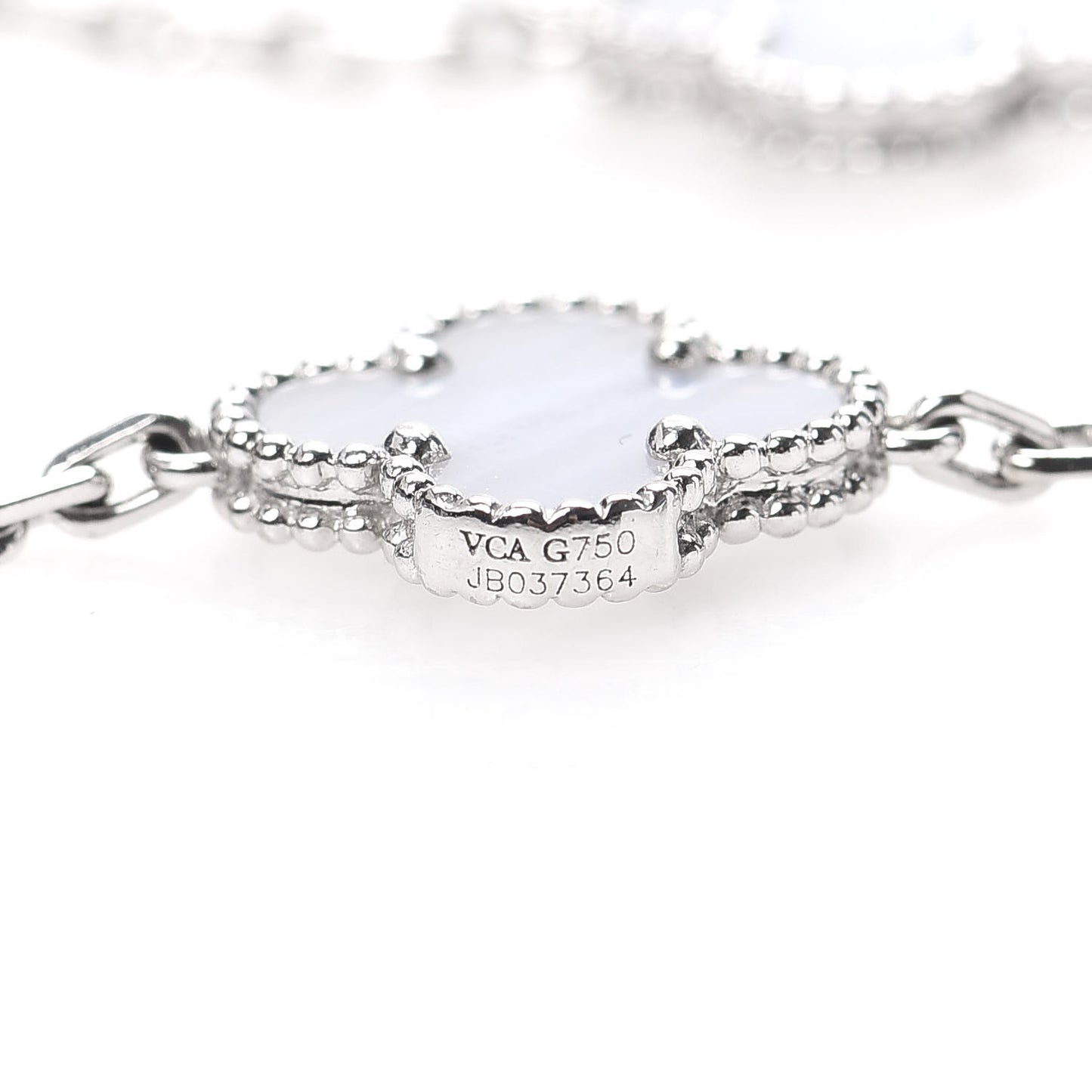 18K White Gold Chalcedony 5 Motifs Vintage Alhambra Bracelet