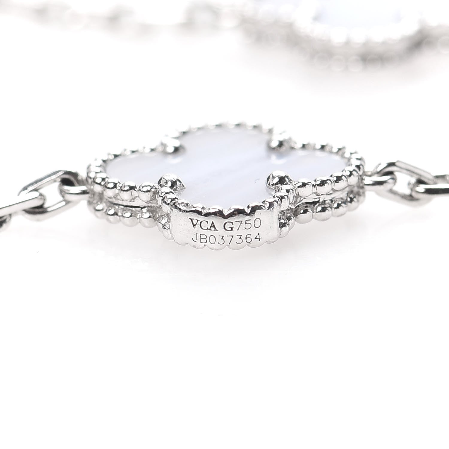 Van Cleef & Arpels 18K White Gold Chalcedony 5 Motifs Vintage Alhambra Bracelet 5 of 8