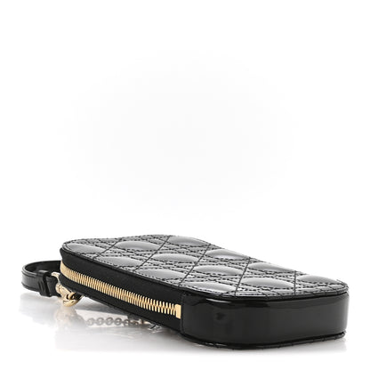 Christian Dior Patent Cannage Lady Dior Phone Holder Black 4 of 12