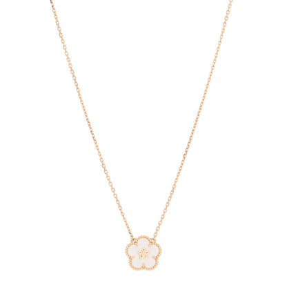 Van Cleef & Arpels 18K Rose Gold Mother Of Pearl Lucky Spring Plum Blossom Necklace 1 of 5