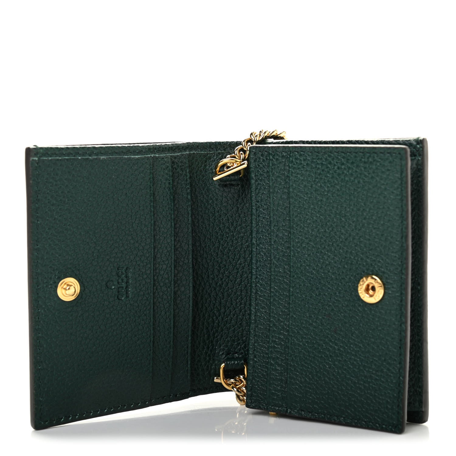 Gucci Grainy Calfskin Zumi Chain Card Case Wallet Vintage Green 7 of 8