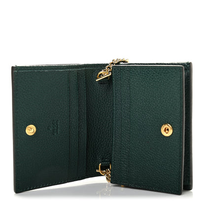 Gucci Grainy Calfskin Zumi Chain Card Case Wallet Vintage Green 7 of 8