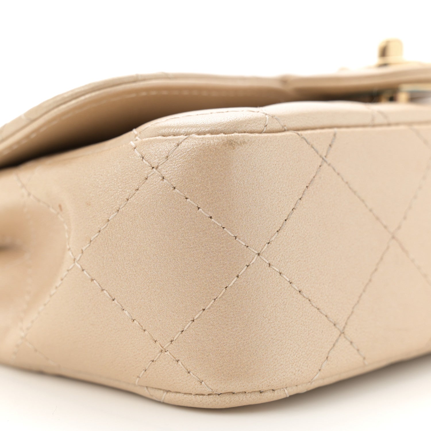 Chanel Metallic Lambskin Quilted Extra Mini V For Victory Flap Light Gold 9 of 12
