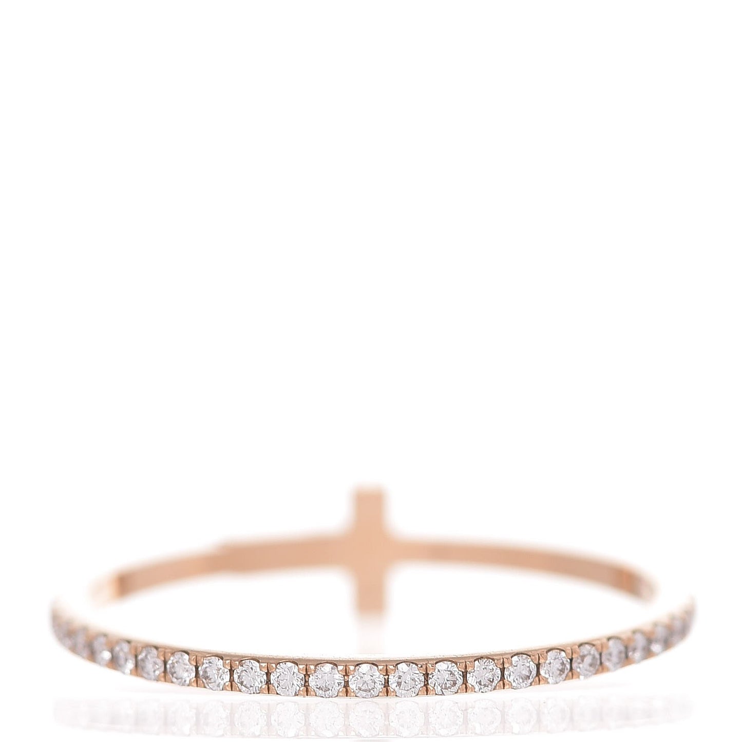 18K Rose Gold Diamond T Wire Pave Ring 58 8.25