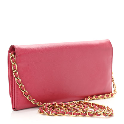 Prada Saffiano Metal Oro Chain Wallet Peonia 3 of 10