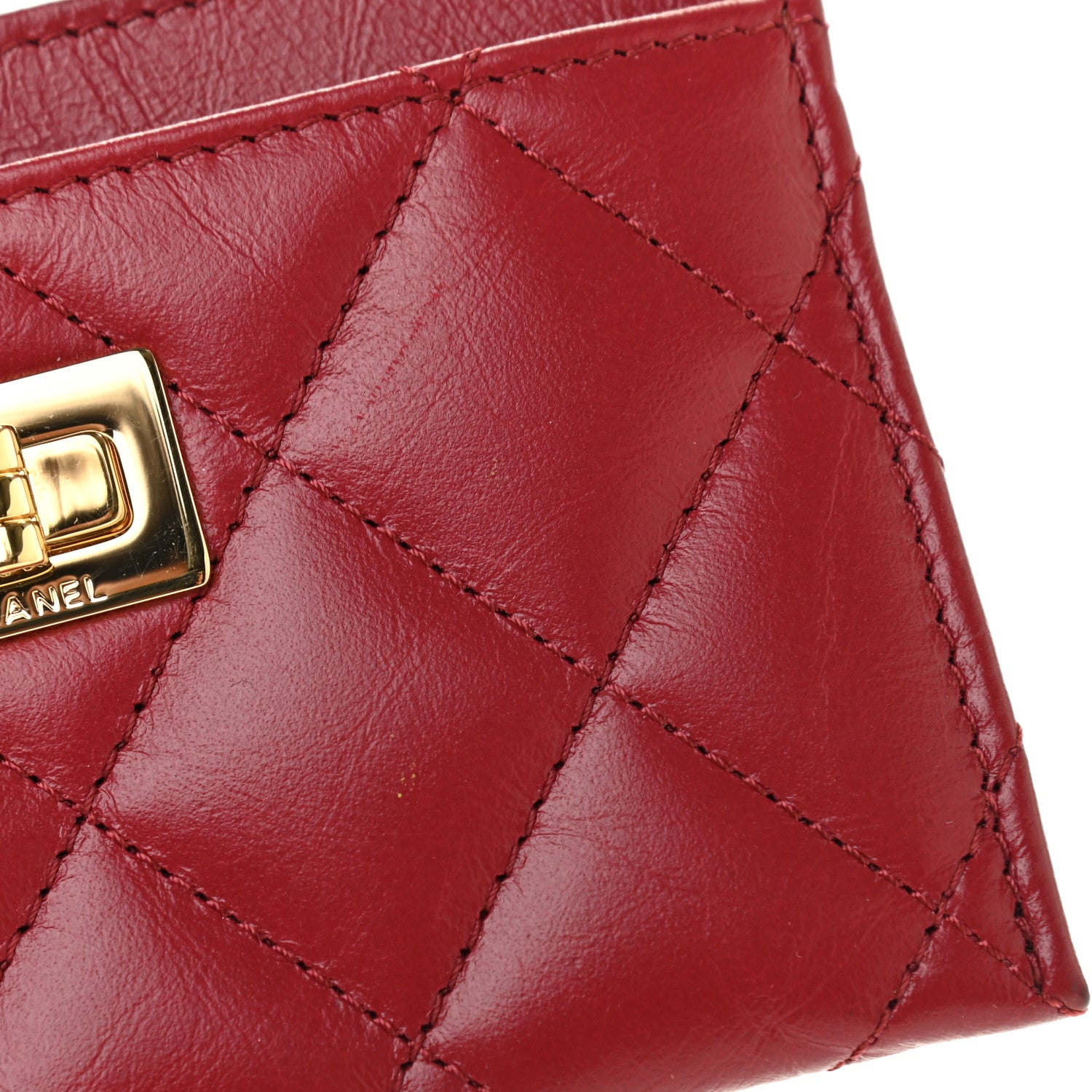 Chanel Aged Calfskin Quilted Reissue Card Holder Red 9 of 11
