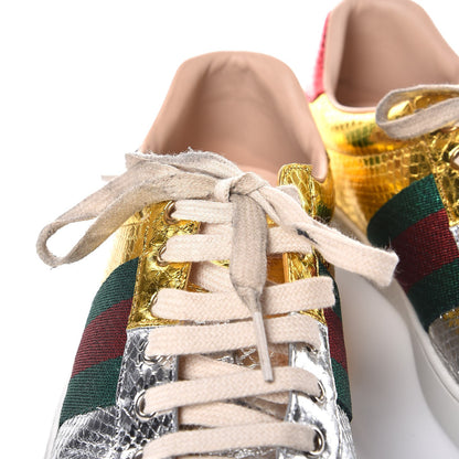 Gucci Metallic Ayers Web New Ace Sneakers 8 Gold Silver 13 of 15