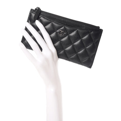 Chanel Iridescent Caviar Quilted Classic Zip Pouch Black 2 of 10