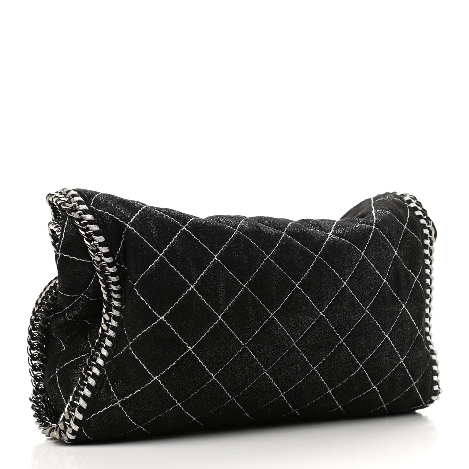 Stella McCartney Metallic Shaggy Deer Quilted Small Falabella Tote Black 2 of 9