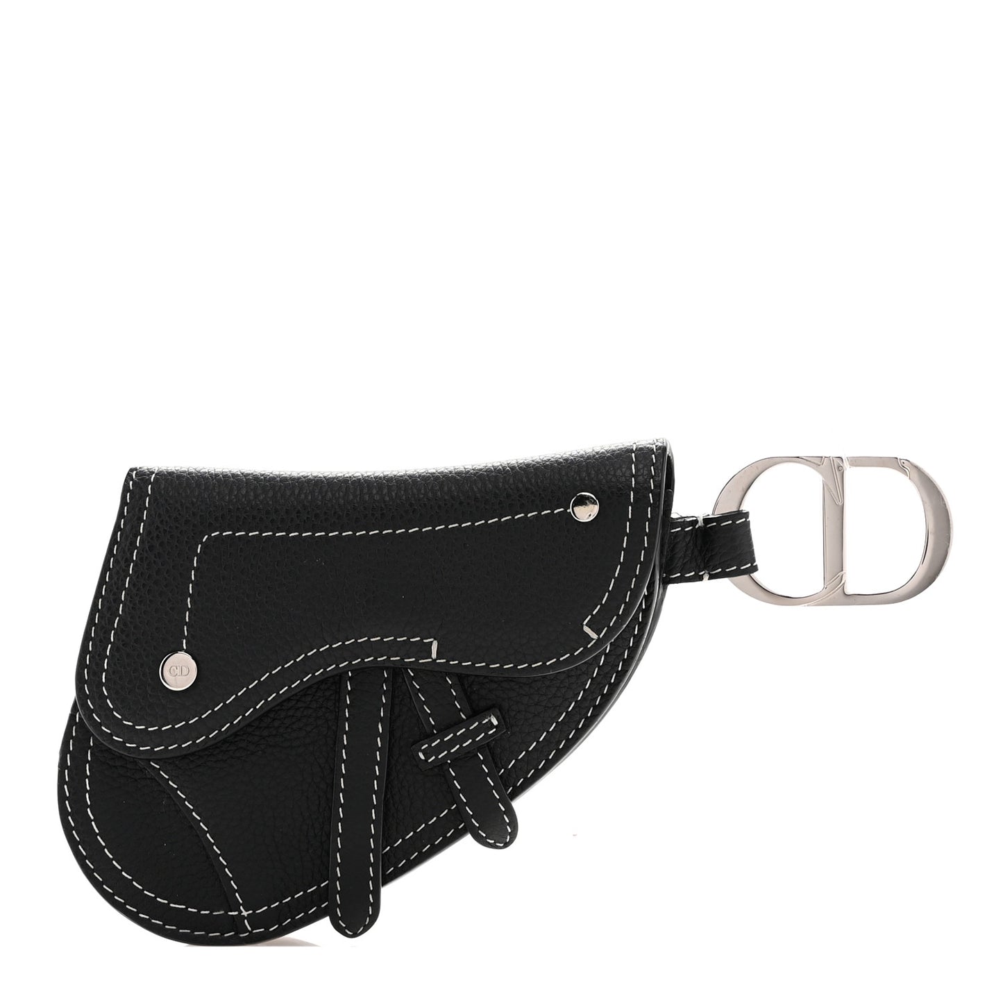 Grained Calfskin Saddle Mini Key Ring Black