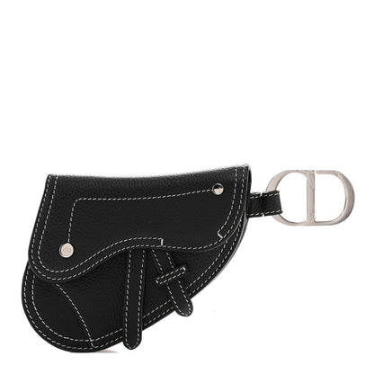 Christian Dior Grained Calfskin Saddle Mini Key Ring Black 1 of 7