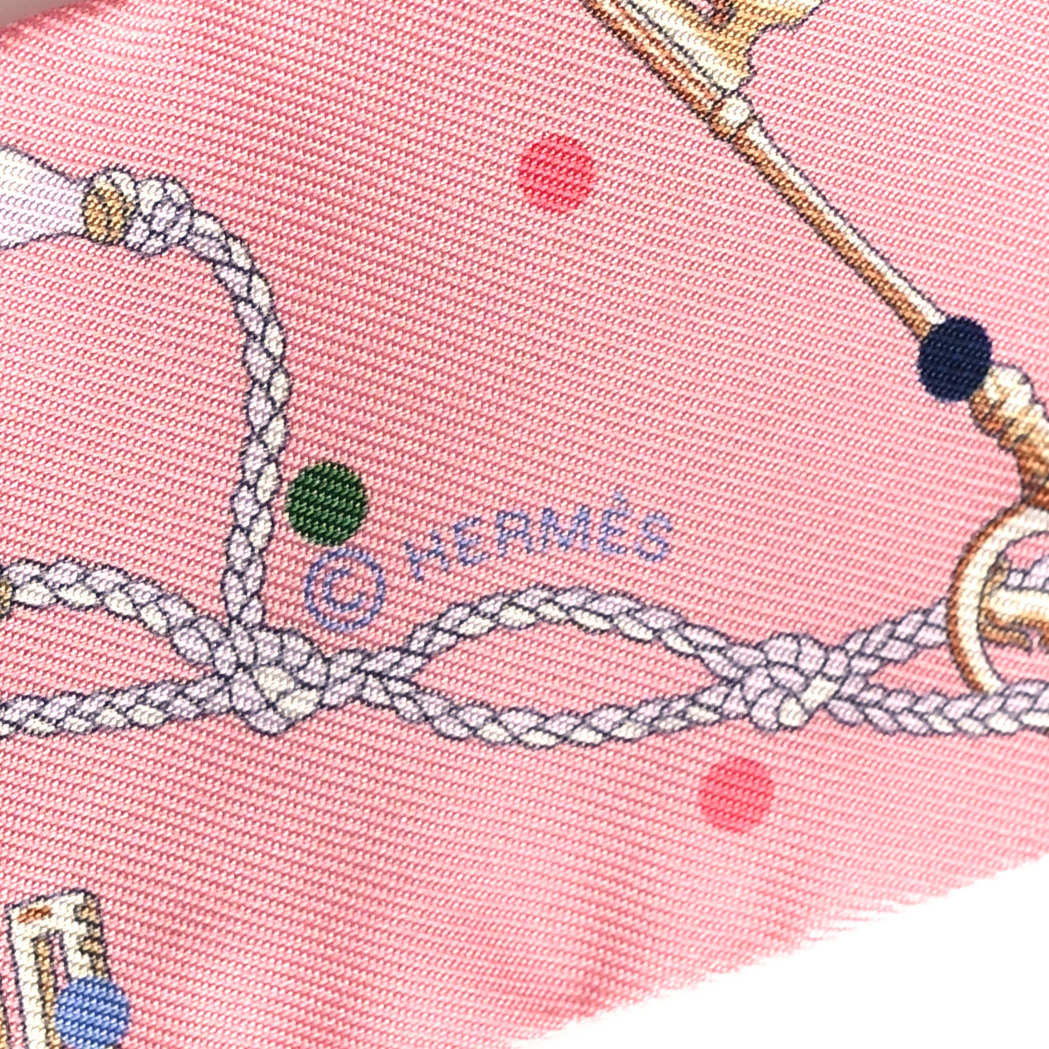 Hermes Silk Les Cles A Pois Twilly Rose Beige Multicolor 4 of 4