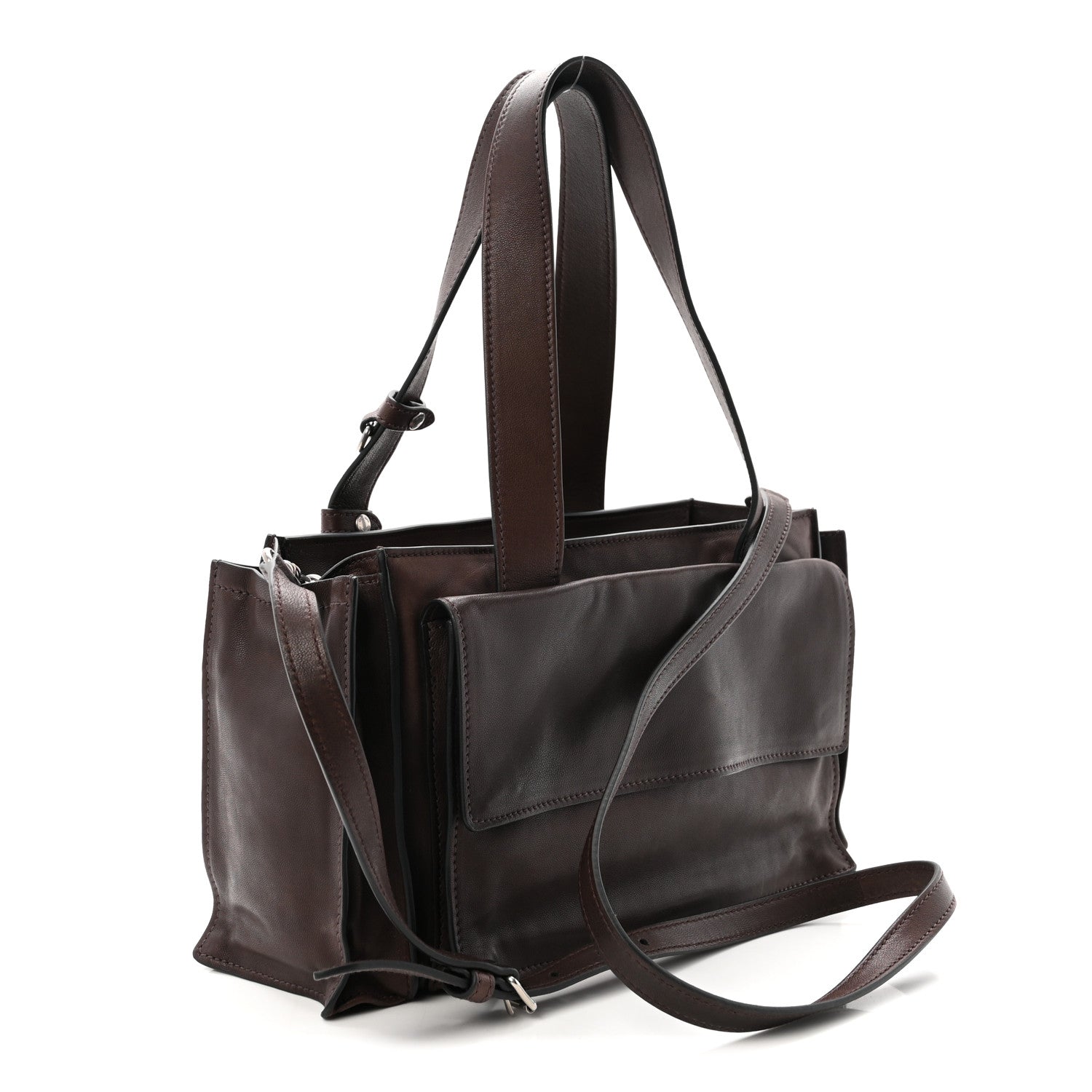 Miu Miu Nappa Utilitaire Shopping Tote Dark Brown 3 of 9