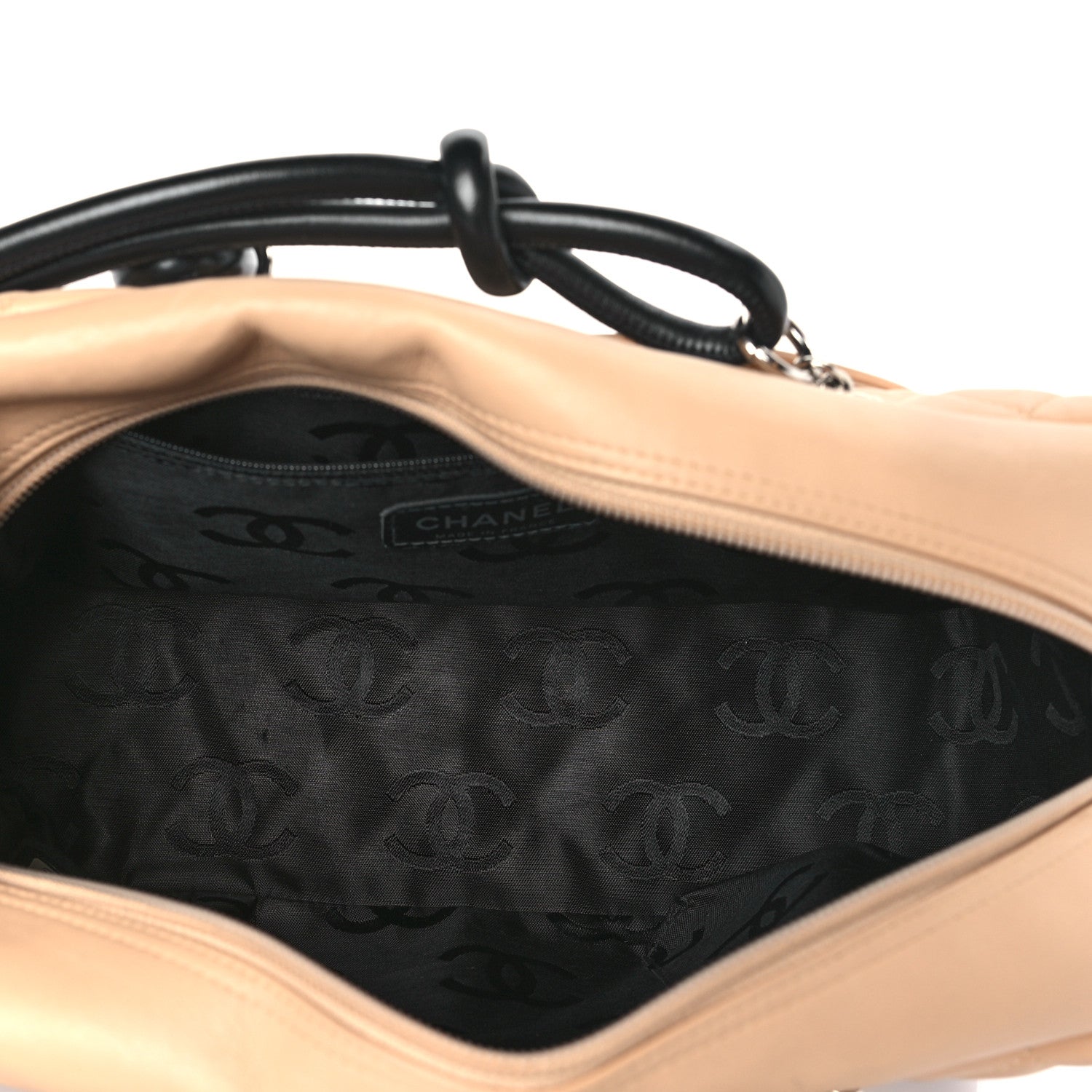 Chanel Calfskin Quilted Large Cambon Bowler Beige Black 5 of 10