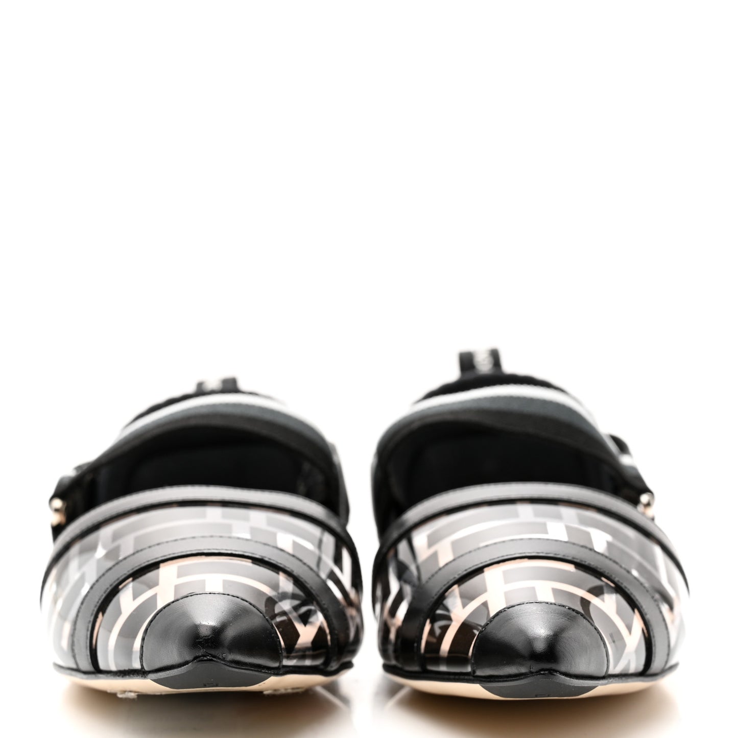PVC Calfskin FF Colibri Slingback Ballerina Flats 38 Black