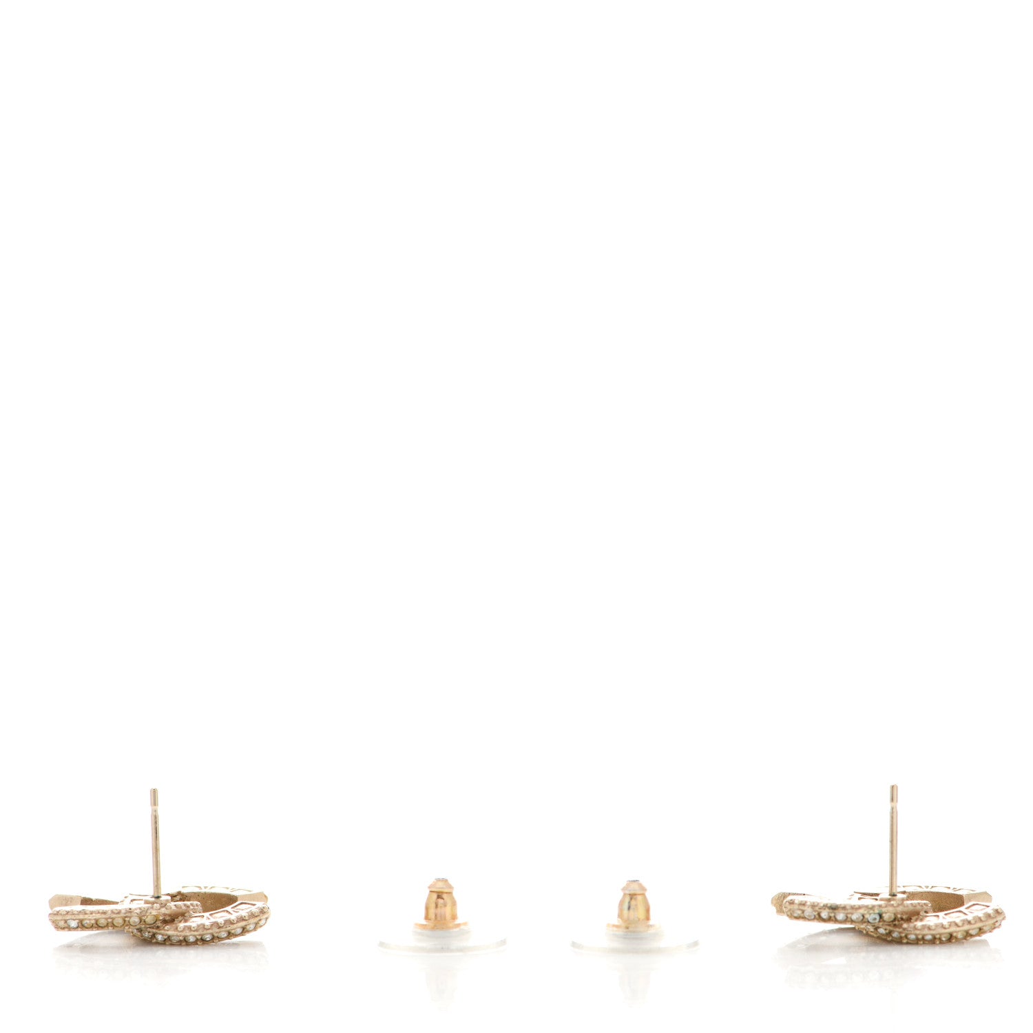 Chanel Crystal Timeless CC Earrings Light Gold 3 of 5