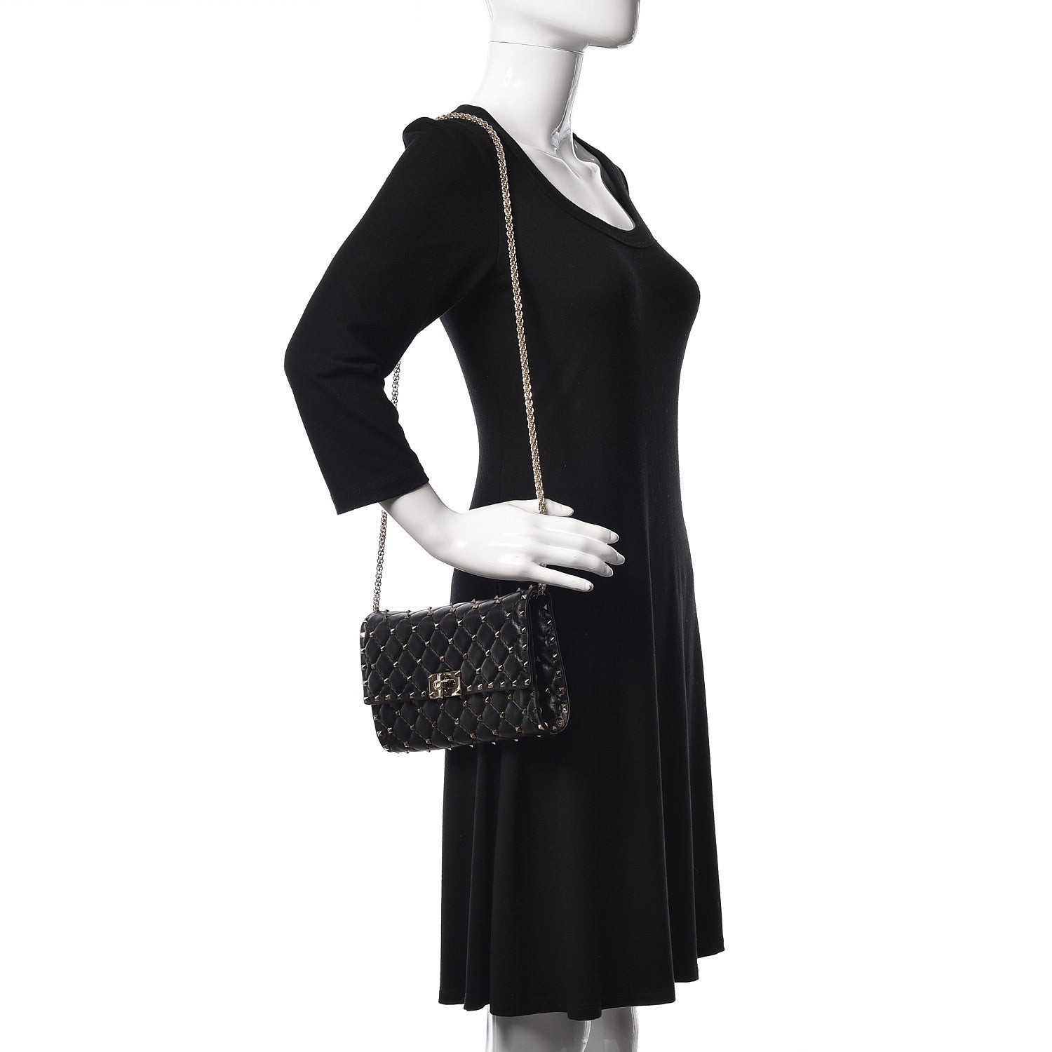 Valentino Garavani Lambskin Rockstud Spike Wallet on Chain Black 2 of 10