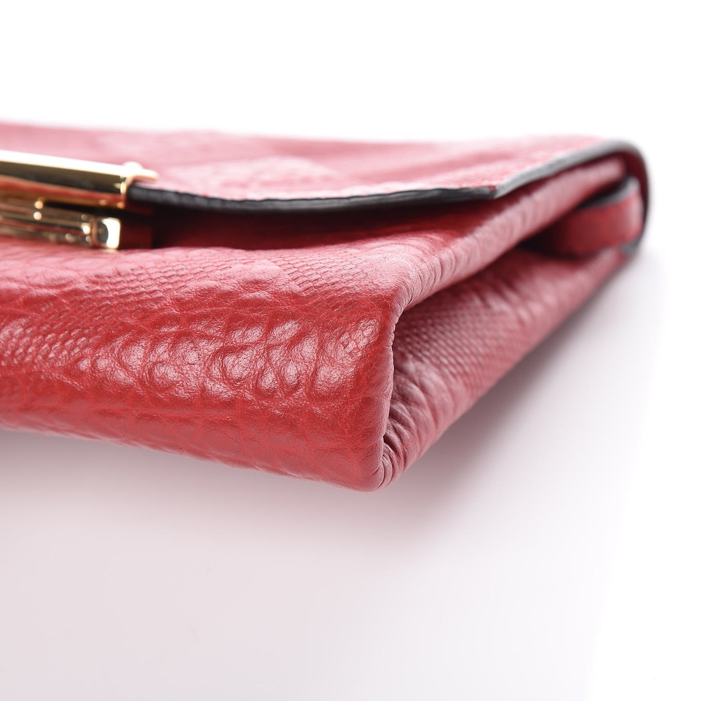 Signature Grain Calfskin Check Embossed Langley Crossbody Military Red
