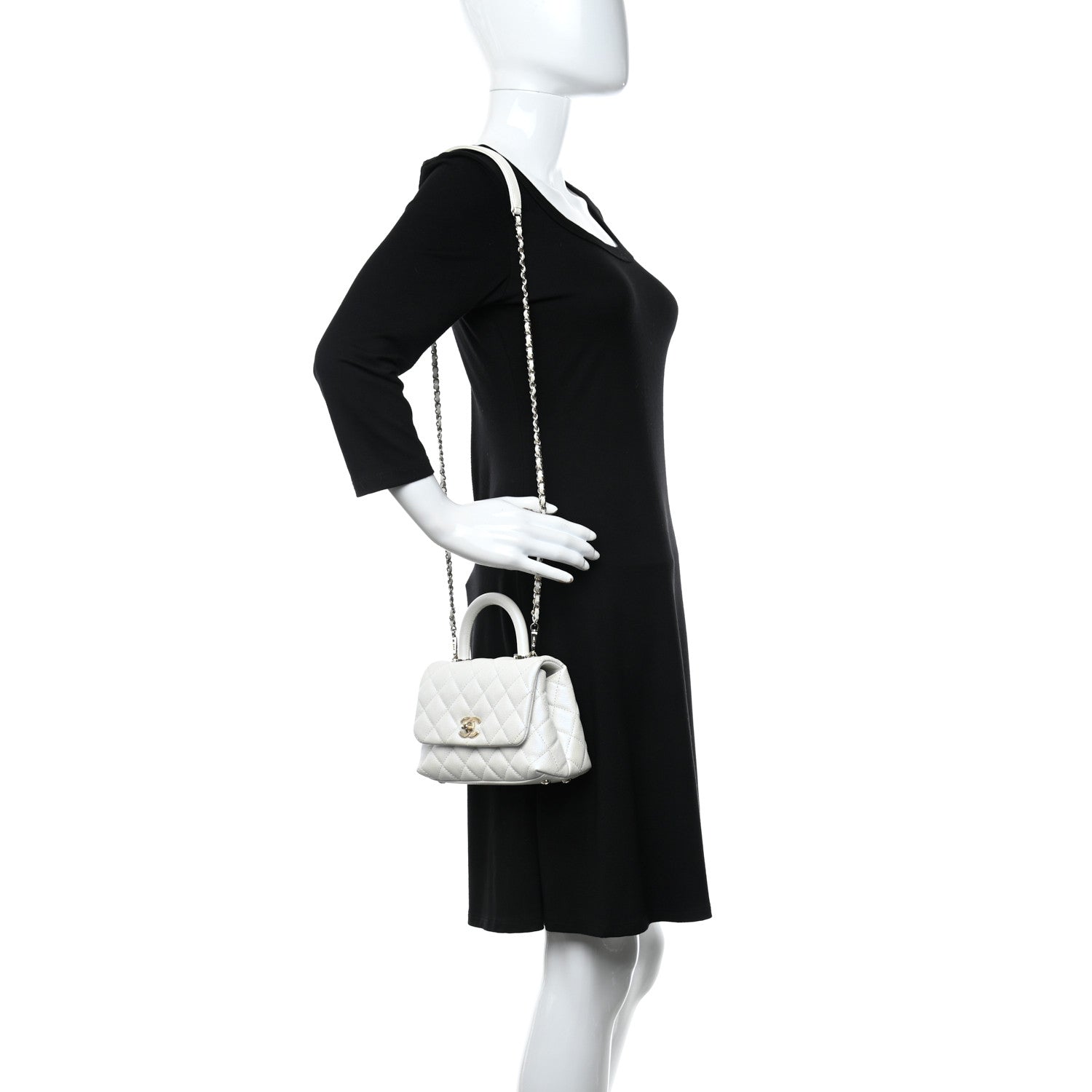 Chanel Iridescent Caviar Quilted Extra Mini Coco Handle Flap White 2 of 12