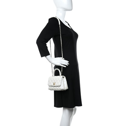 Chanel Iridescent Caviar Quilted Extra Mini Coco Handle Flap White 2 of 12