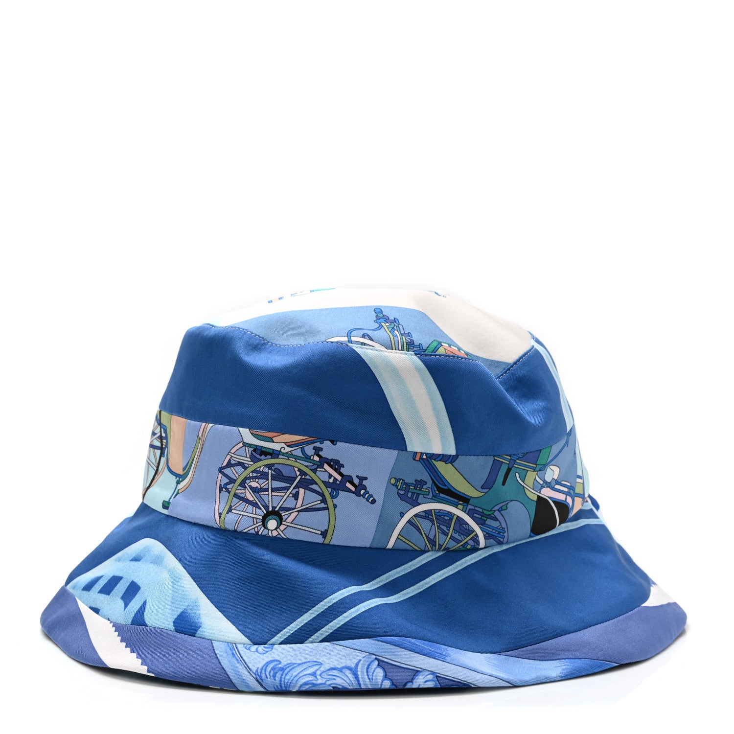 Hermes Silk Carla Patchwork Bucket Hat 59 Bleu 1 of 8