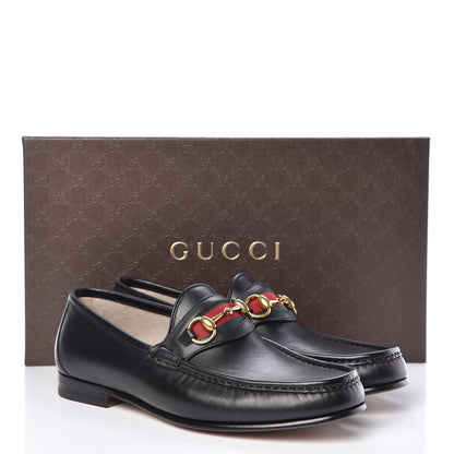 Gucci Calfskin Cirano Lux Web Mens 1953 Horsebit Loafers 8.5 Black 12 of 12
