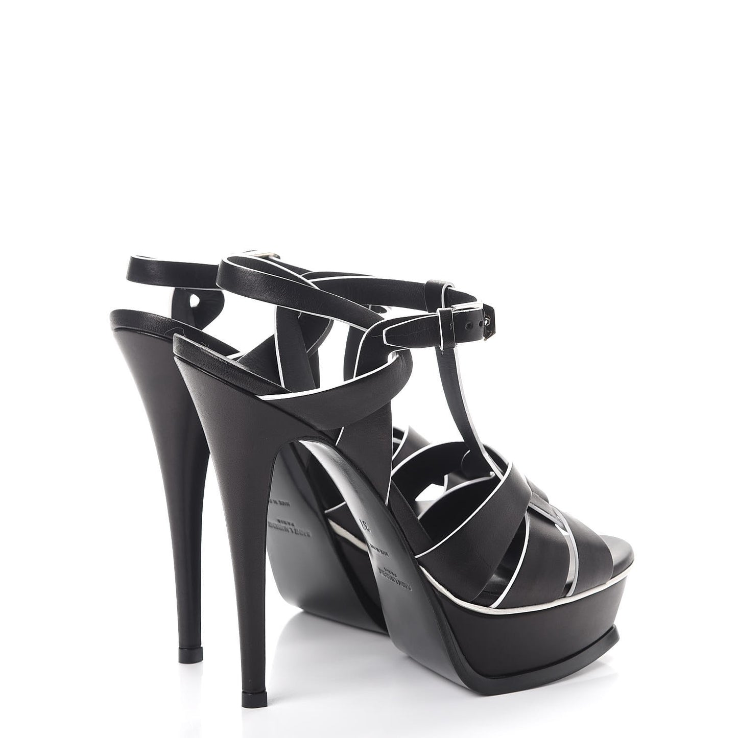 Calfskin Tribute 105 Platform Sandals 37 Black White