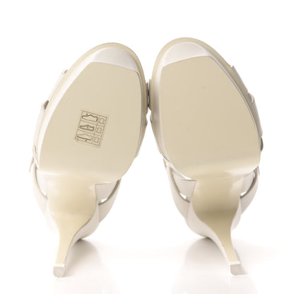 Saint Laurent Calfskin Tribute 105 Platform Sandals 36 Porcellana 6 of 10