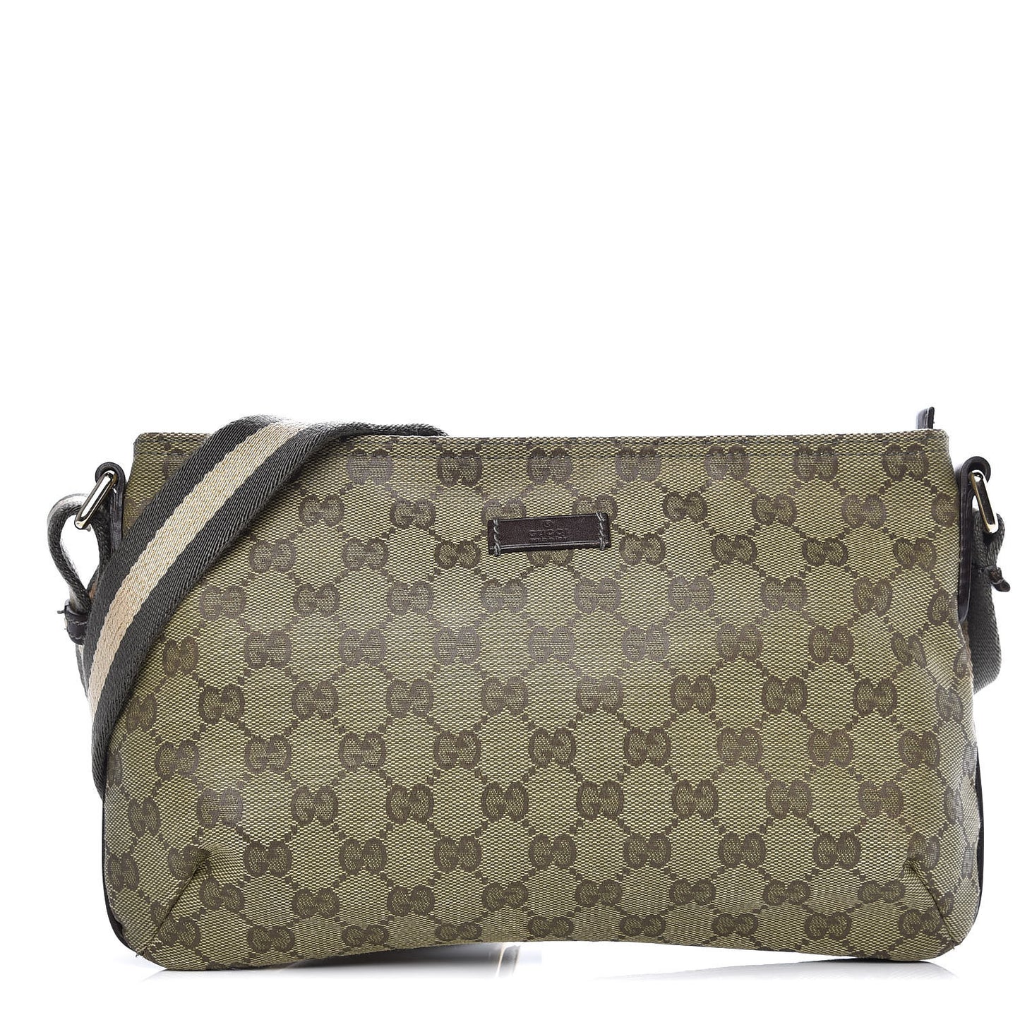 Monogram Web Small Flat Messenger Crossbody Dark Brown