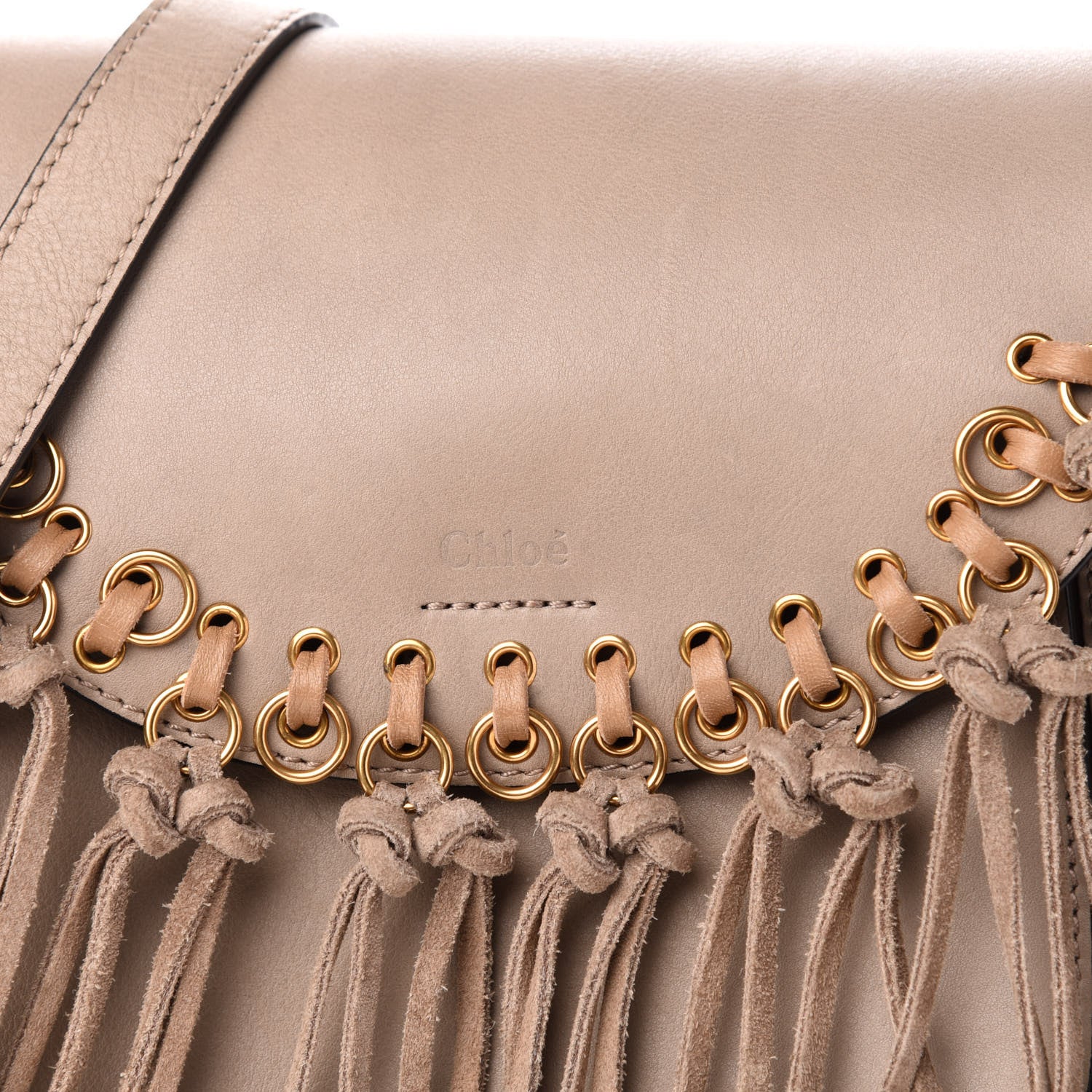 Chloe Calfskin Suede Small Hudson Fringe Shoulder Bag Motty Grey 12 of 12