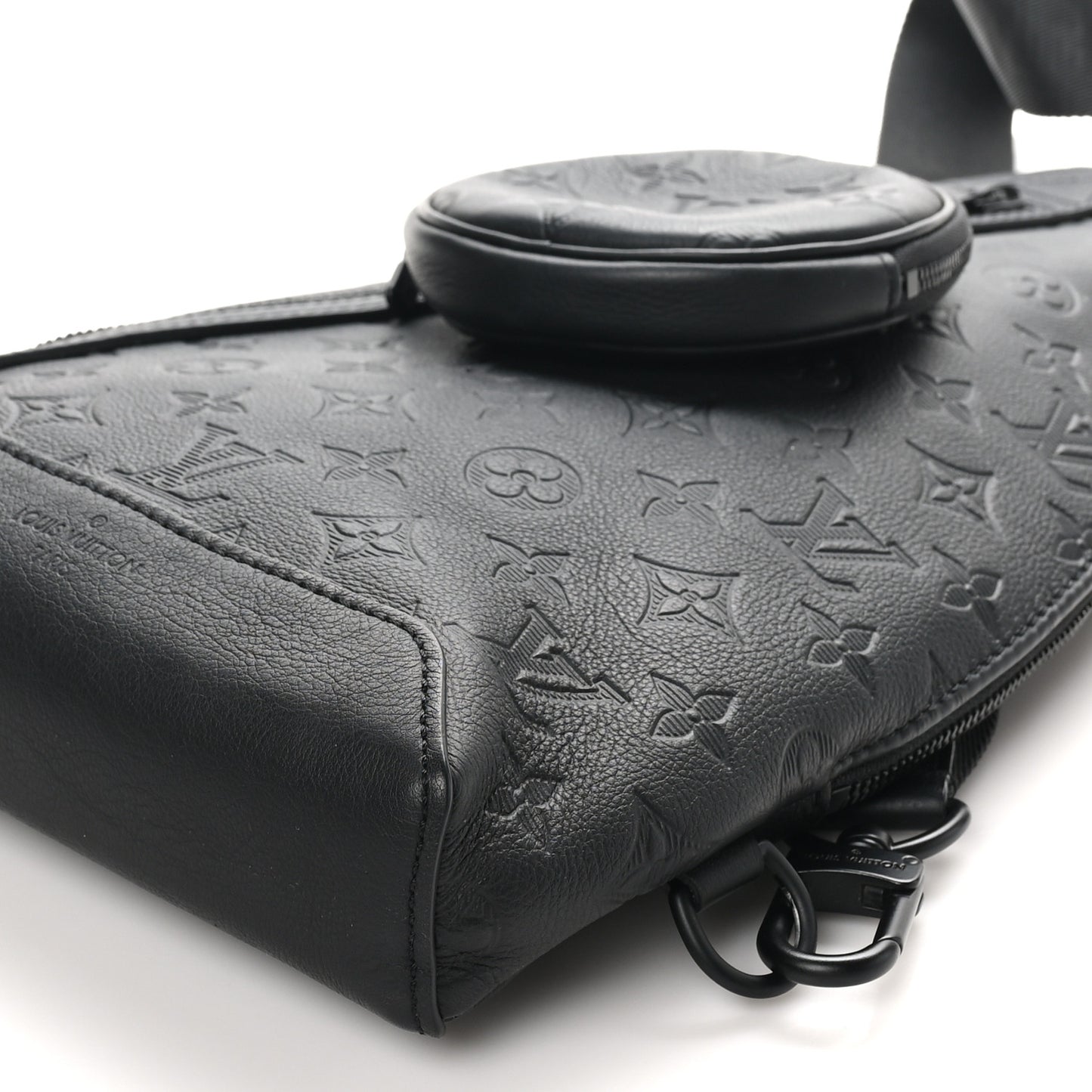 Calfskin Shadow Monogram Duo Slingbag Black