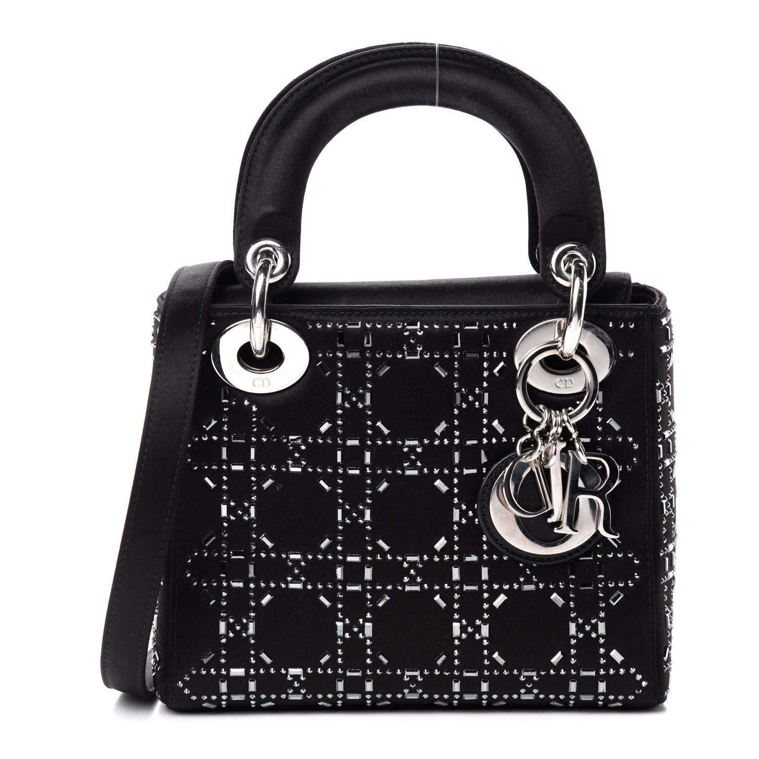 Christian Dior Satin Crystal Cannage Mini Lady Dior Black 1 of 11