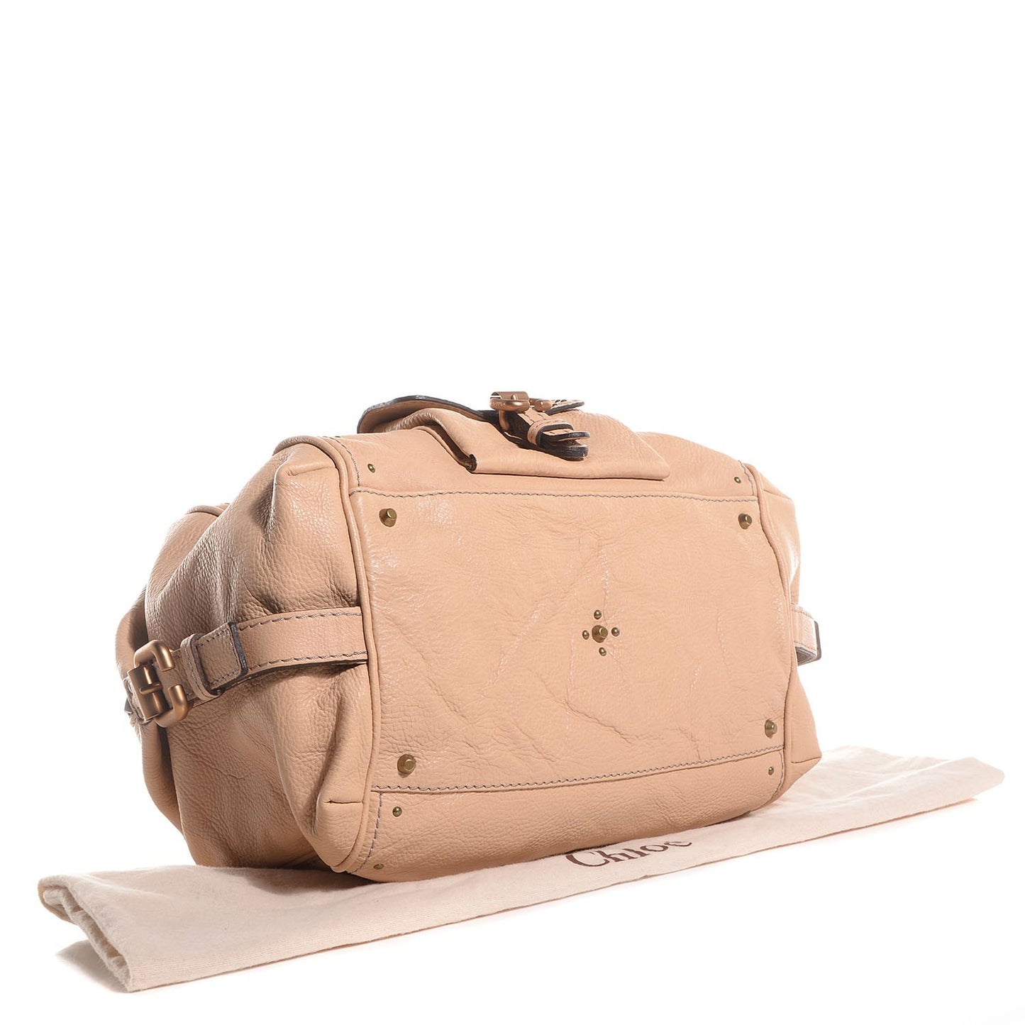 Leather Paddington Front Pocket Tote Beige