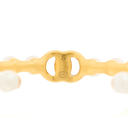 Chanel Pearl CC Cuff Bracelet S Gold Pearly White 4 of 4