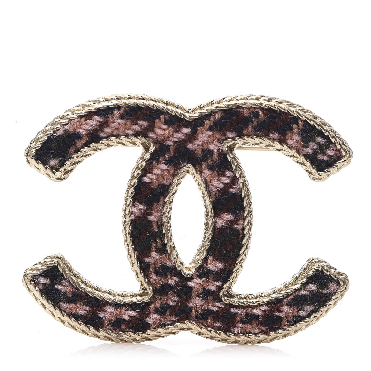 Tweed CC Brooch Gold Multicolor